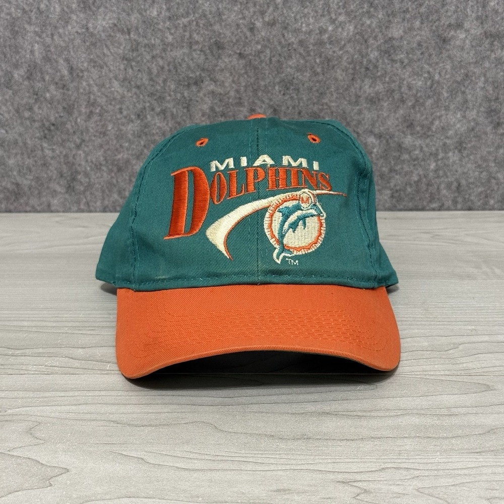 Vintage Miami Dolphins Drew Pearson Snapback Hat Teal Orange 90s NFL Cap